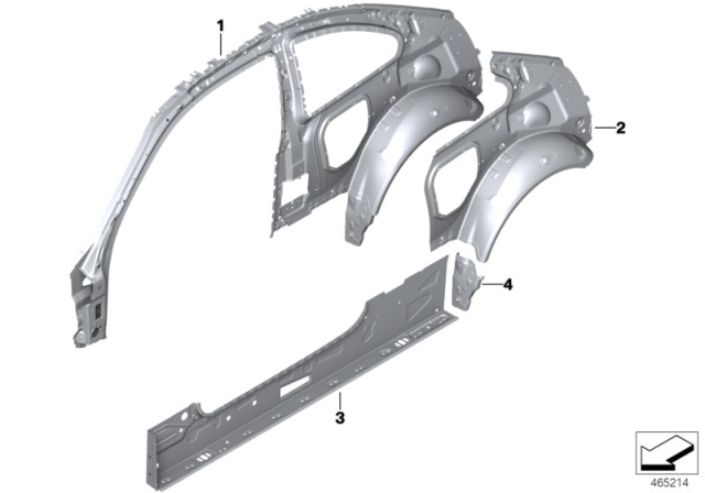 2019 BMW 230i xDrive Left Interior Side Frame Diagram for 41007342095