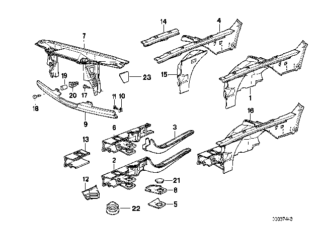1988 BMW 735iL Wheelhouse / Engine Support Diagram