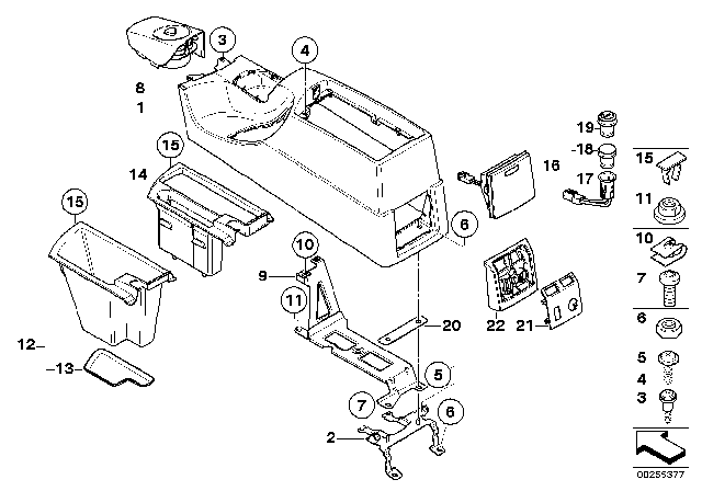 2005 BMW X3 Centre Console Diagram