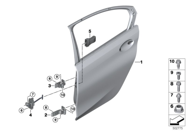 2020 BMW 330i xDrive Rear Door - Hinge / Door Brake Diagram