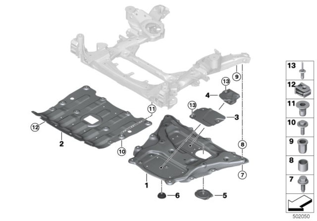 2020 BMW X6 Front Axle Support Underride Protection Diagram