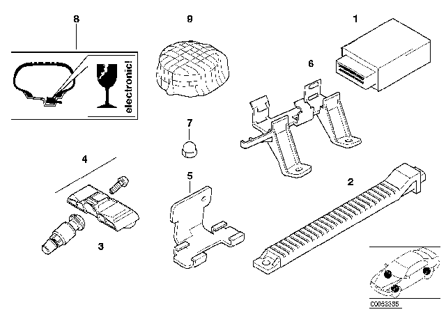 2001 BMW X5 Tire Pressure Control (RDC) - Control Unit Diagram