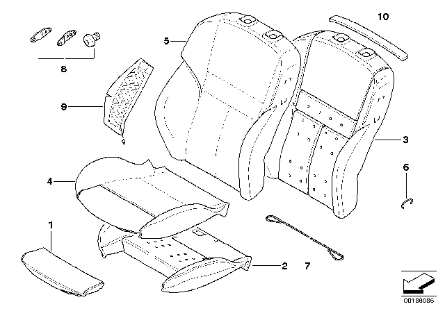 2010 BMW M6 Seat, Front, Cushion & Cover Diagram 1