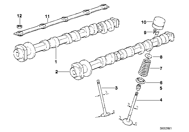 1996 BMW 740iL Valve Timing Gear, Camshaft Diagram 1