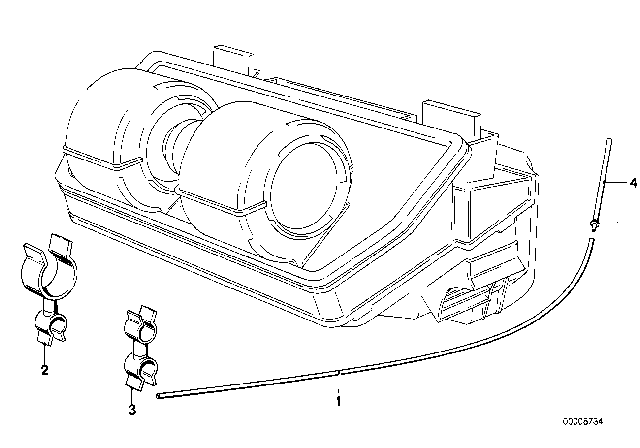 1979 BMW 733i Vacuum Hose Black-Green Diagram for 64111365653