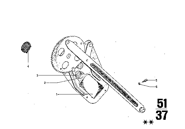 1969 BMW 2500 Door Window Lifting Mechanism Diagram 2