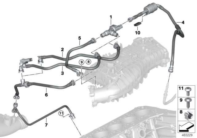 2019 BMW X3 Fuel Tank Breath.Line With Resonator Diagram for 13908681537