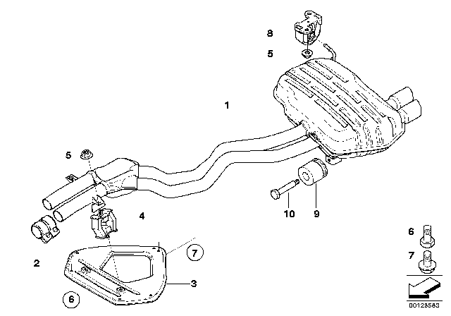 2004 BMW Z4 Muffler Pipe Diagram for 18107520237