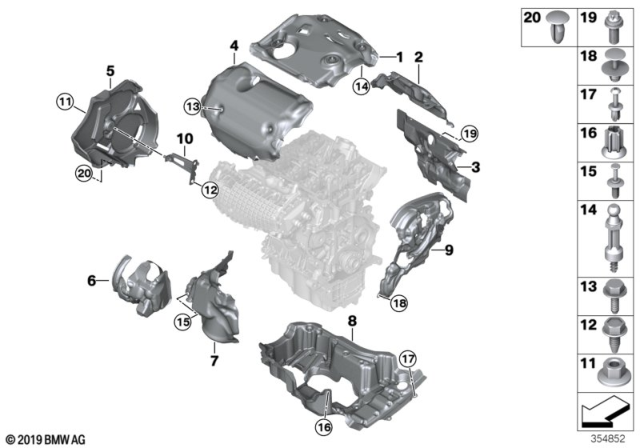 2019 BMW i8 Acoustic Cover, End Cover Diagram for 11148607055