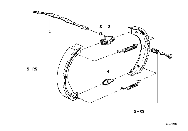 2001 BMW 740iL Parking Brake / Brake Shoes Diagram