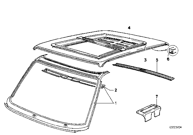 1982 BMW 320i Roof Diagram