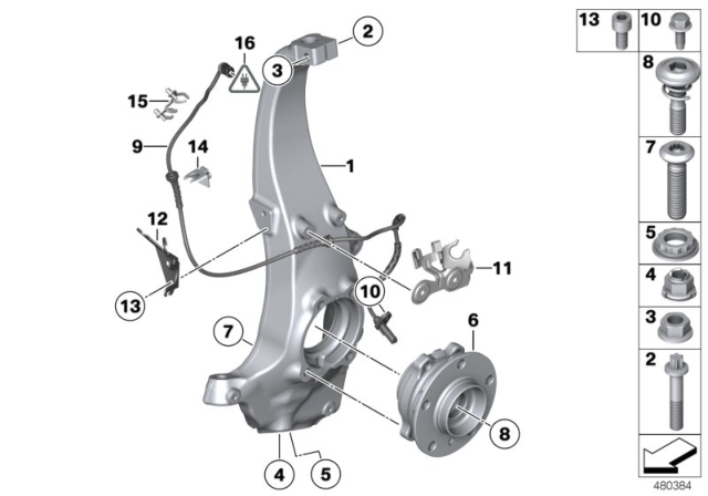 2014 BMW 535i xDrive Carrier / Wheel Bearing, Front Diagram