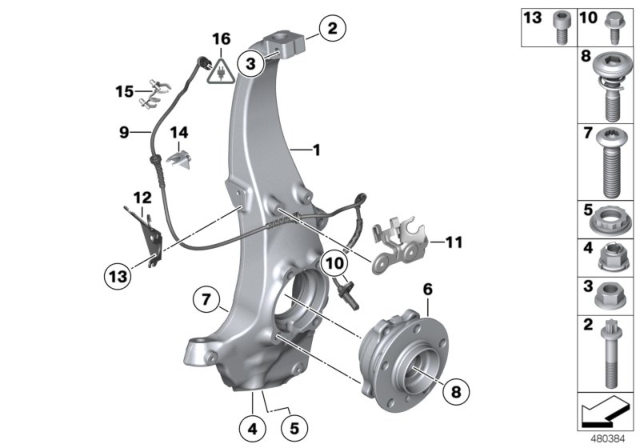 2015 BMW 640i xDrive Carrier / Wheel Bearing, Front Diagram