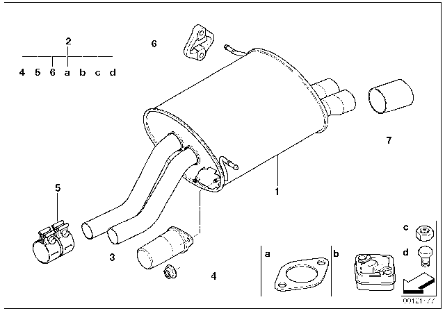 2001 BMW Z3 Rear Muffler Diagram for 18107505644