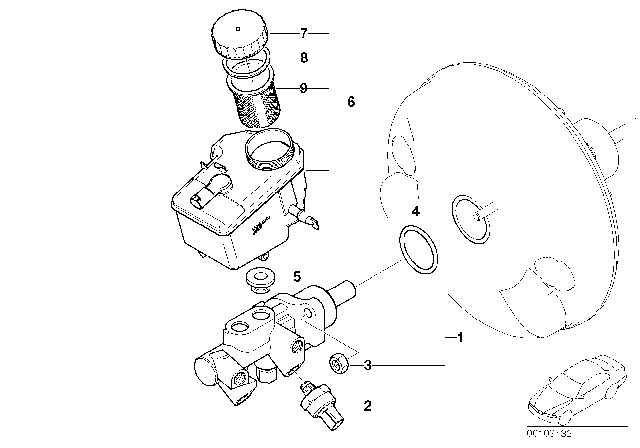 2003 BMW Z4 Brake Master Cylinder Diagram 1