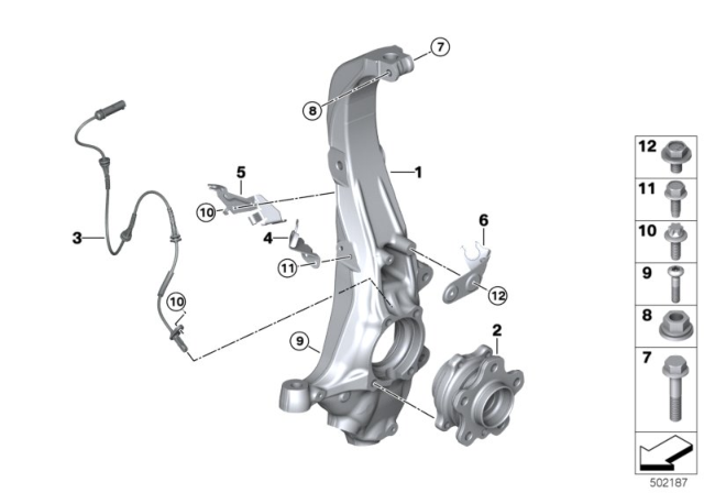 2020 BMW X6 Carrier / Wheel Bearing, Front Diagram