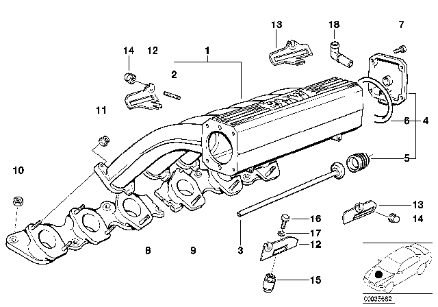 1998 BMW 750iL Intake Manifold System Diagram for 11611435178
