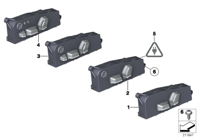 2013 BMW 535i xDrive Seat Adjustment Switch Diagram 1