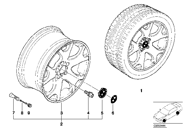 2001 BMW X5 BMW LA Wheel, V-Spoke Diagram 2