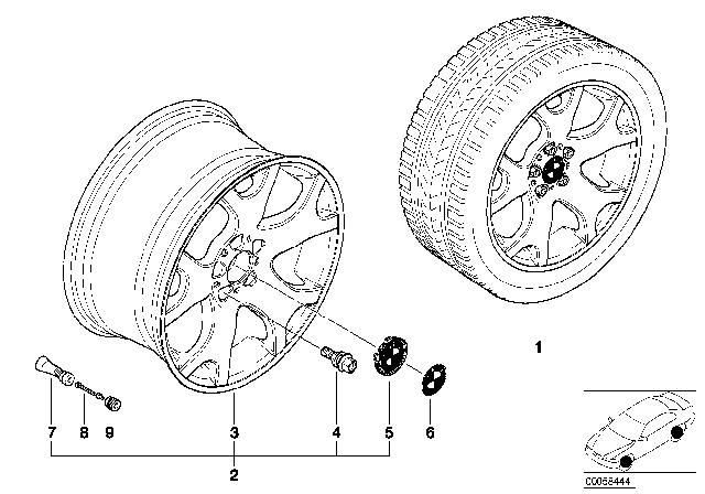 2004 BMW X5 BMW LA Wheel, V-Spoke Diagram