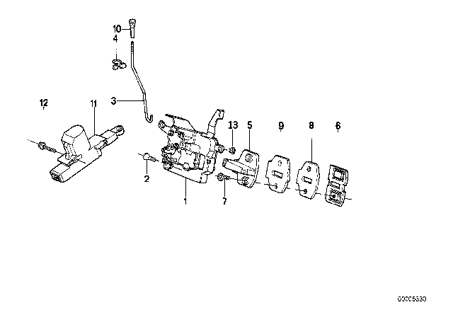 1990 BMW 750iL Door Lock Front Diagram