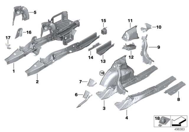 2020 BMW 330i xDrive Rear Wheelhouse / Floor Parts Diagram