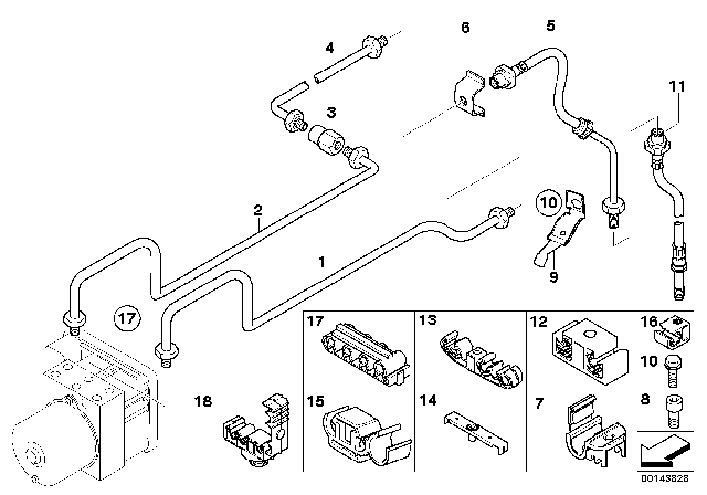 2004 BMW Z4 Brake Pipe, Rear Diagram 1