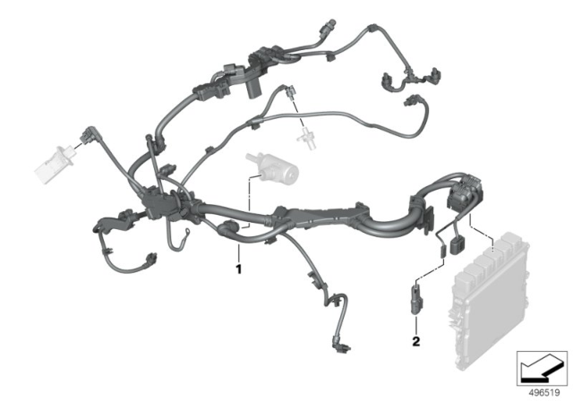 2020 BMW M340i xDrive Wiring Harness,Motor,Sensorsystem,Module 2 Diagram