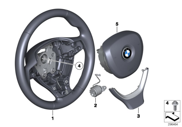 2016 BMW 550i Airbag Sports Steering Wheel Diagram