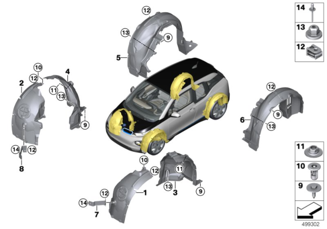 2018 BMW i3s Wheel Arch Trim Diagram
