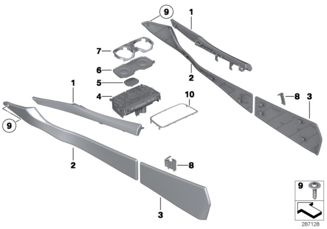 2014 BMW 750i Mounted Parts For Centre Console Diagram