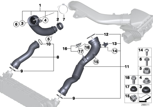 2015 BMW M235i xDrive Charge-Air Duct Diagram