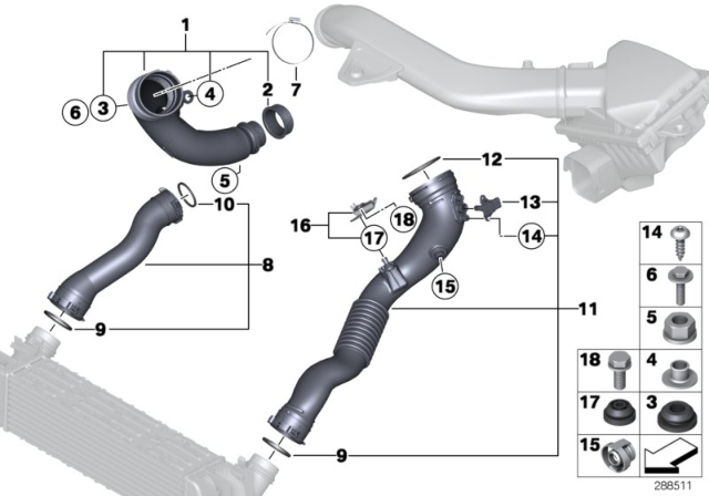 2016 BMW M2 Charge Air Tube Diagram for 13717847407