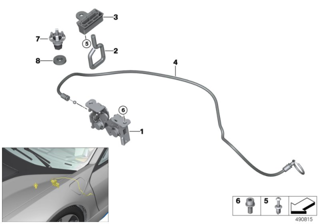 2017 BMW i8 Bonnet / Closing System / Mounted Parts Diagram