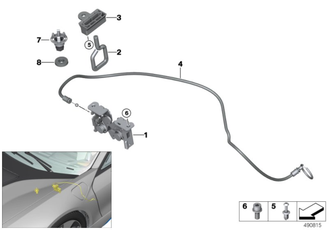 2014 BMW i8 Bonnet / Closing System / Mounted Parts Diagram