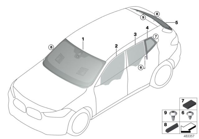 2019 BMW X2 Side Window, Door, Left Rear Diagram for 51357420417