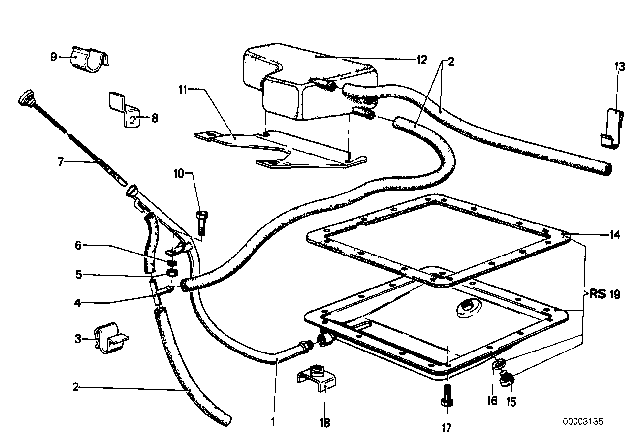 1976 BMW 530i Oil Pan / Oil Fill-In Tube (Bw 65) Diagram