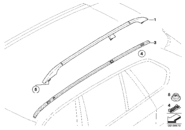 2012 BMW X5 Retrofit, Roof Rails Diagram