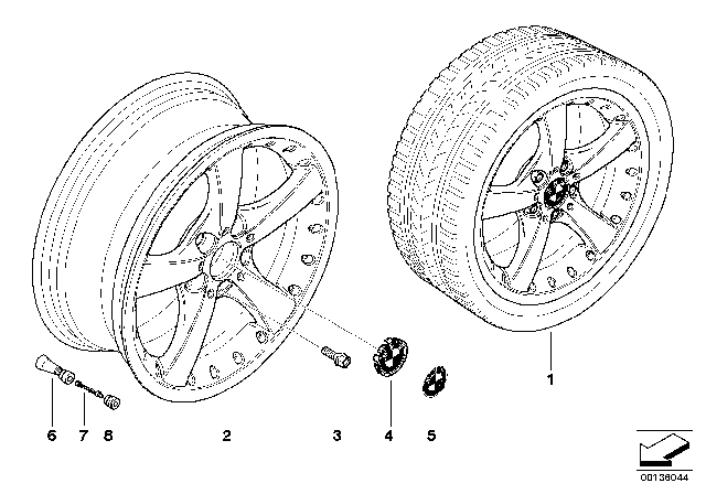 2008 BMW 328xi BMW Composite Wheel, Star Spoke Diagram