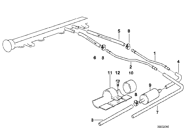 1995 BMW 318is Fuel Pipe Diagram 1
