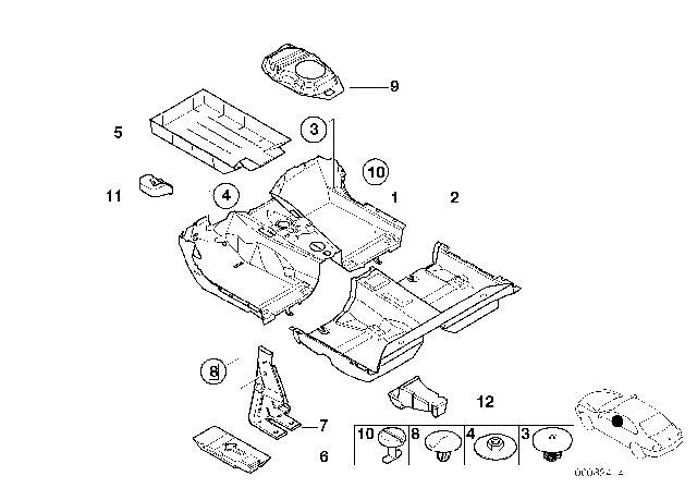 2005 BMW 325i Floor Covering Diagram