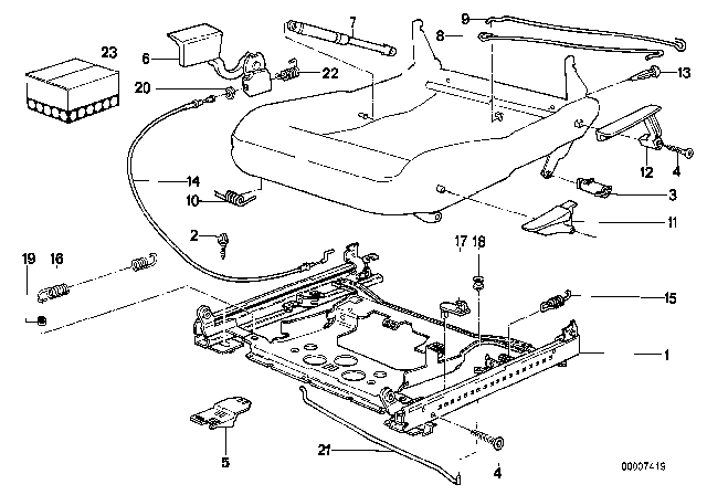 1989 BMW 750iL BMW Sports Seat Rail Mechanical Diagram