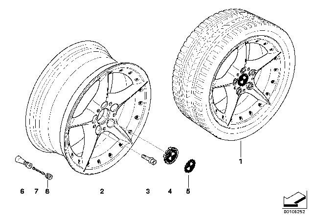 2008 BMW Z4 BMW Composite Wheel, Star Spoke Diagram