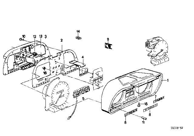 1983 BMW 733i Dashboard Support Diagram for 62111376715