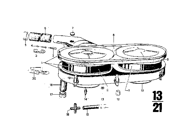 1970 BMW 2800CS Hose Diagram for 13731252937