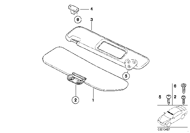 1998 BMW Z3 Sun Visors Diagram