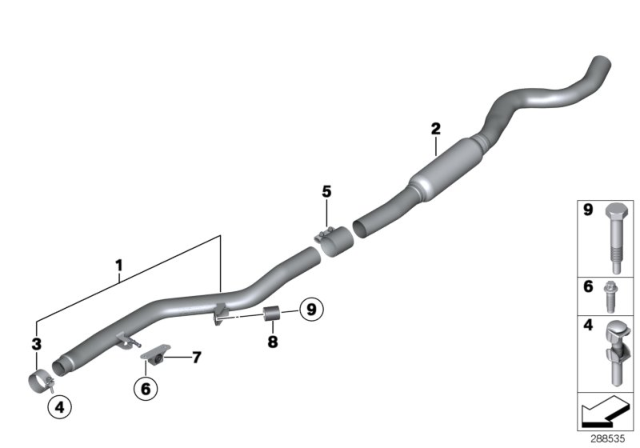 2015 BMW 328i xDrive Front Silencer Diagram