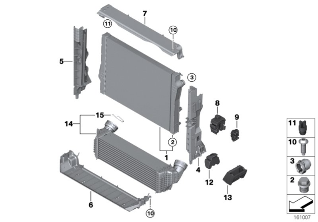 2010 BMW X5 Mounting Parts For Radiator Diagram