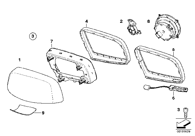 2010 BMW 528i xDrive Outside Mirror Diagram 2