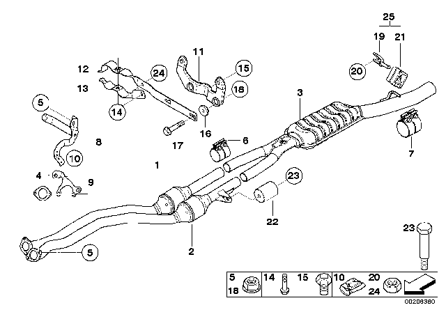 2007 BMW 530xi Centre Muffler Diagram for 18307545153